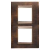 LUX INTERNATIONAL PLATE - IN METAL - 2+2 MODULES VERTICAL - ANTIQUE BRASS LAVY - INNER FRAME MATT DARK BRONZE - CHORUSMART