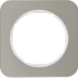 Frame 1gang, R.1, stainless steel/p. white