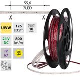 LED strip SMD2835 UWW 126LED/m 9,6W/m DC 24V 800lm/m CRI90 IP67 105°C 10mm 50m