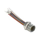 M23 metal male connector, 12 poles, wire length 10cm