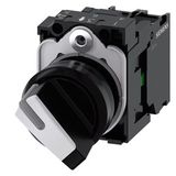 Selector switch, illuminable, 22 mm, round, plastic, white, green, 1 NO