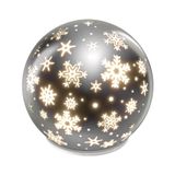 LED Christmas glass bauble – snowflakes,12 cm, 3x AA, indoor, warm white, timer