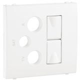 COV PLATE F/R-TV-SAT-2XRJ45 MULT SOCKET WHITE