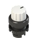 Illuminated knob selector, 3 positions white with marking