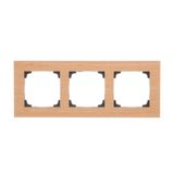 Triple frame, wood, light oak