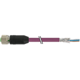 M12 female 0° B-cod. with cable shielded PUR AWG24+22 vt 35m