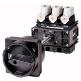 P5-125/V/SVB-SW Main switch, P5, 125 A, rear mounting, 3 pole, STOP function, With black rotary handle and locking ring, Lockable in the 0 (Off) position