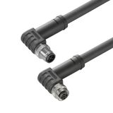 Power cable, Connecting line, M12 / M12, Number of poles : 3 (2 + PE), 10 m, pin, 90&deg; - socket 90&deg;, Shielded: No, LED: No, Sheath material: PUR, Halogen: No