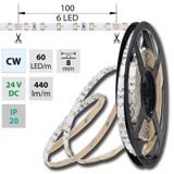 LED strip SMD3528 cold white, 60LED/m, IP20, DC 24V, 8mm, 50m