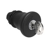 Mushroom head pushbutton actuator Ø22mm Platinum series chromed plastic, latch, turn key to release, Ø40mm. For normal stopping. Black. Different key code