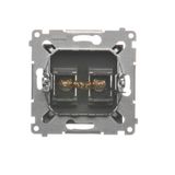 Double intermediate switch with indicator LED light, (module), 10AX, quick connection, Gold matt, metalic