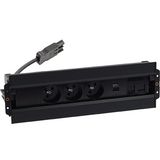 Mediaport Spinner: 3x250V E type + USB A+C charger + 2xRJ45 plate with Keystone mounting, Wieland quick connector; black
