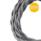 Textile Cable Twisted 3C 50M Silver