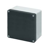 Aluminium push-button enclosure M10 140x140x85, undrilled, with cable entry