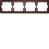 Frame 4gang horizontal Arsys brown, glossy