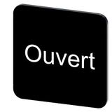 Labeling plate 22 x 22 mm, label black, labeling: OUVERT