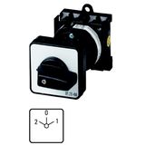 T0-1-15421/Z Changeoverswitches, T0, 20 A, rear mounting, 1 contact unit(s), Contacts: 2, 45 °, maintained, With 0 (Off) position, 2-0-1, Design number 15421