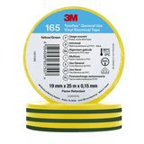 3M™ Temflex™ Vinyl Electrical Tape 165, Green/Yellow, 19 mm x 25 m, 10