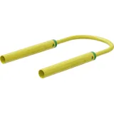 Safety measuring lead with (4 mm lamella plug, straight) to (4 mm lamella plug, straight), 0.5 m, yellow/green, PVC, 2.5 mm², CAT II, 66.1056-05020