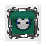 IP44 DATA single socket outlet with access element, Push In system, (module), Simon 24, IP44, 16A, antibacterial green, Flap color: Same as a cover