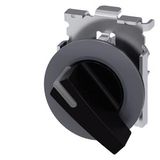 Toggle switch illuminable, 30 mm, round, metal, matt, black, knob long