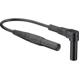 Measuring lead with (test probe, straight) to (4 mm plug, spring-loaded, angled), 1 m, black, silicone, 1.0 mm², CAT II, 66.9007-10021