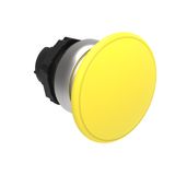 Mushroom head pushbutton actuator Ø22mm Platinum series chromed plastic, spring return, Ø40mm. Yellow