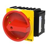 P3 Main switch, 80 A,Flush mounting, 4 pole, Form EA/SVB, Red, Door co