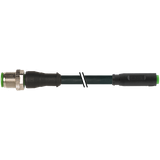 M12 male 0° / M8 female 0° A-cod. snap-in PUR 3x0.25 bk +drag ch. 1.5m