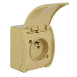 VG-1 Koala Single Socket with earthing contact (2P+Z) surface mounted IP44 beige with beige flap VG 161-04