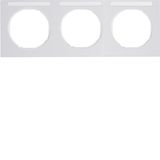 Frame 3gang hor., lab. field, R.3, p. white glossy
