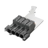 PCB plug-in connector, male plug, 7.62 mm, Number of poles: 4, 180°, PUSH IN with actuator, Tension-clamp connection, Clamping range, max. : 2.5 mm², Box