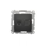 RJ12 single telephone socket, (module), black matt