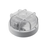 RIVA MINI-KOSZ, E27, 25W, white-polypropylene, cover transparent-glass, IP44, plastic cage