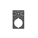 Label holder 27x15mm, hole size 22mm, adhesive, black