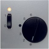 Centre plate with setting knob, rocker and lens for thermostat, B.7, a