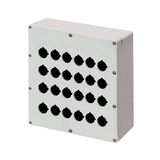 Aluminium push-button enclosure M4 230x257x100, 24 holes Ø 22, without cable entry