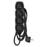 Extension Cord 3 m / 4 sockets / black / PVC / 1 mm2