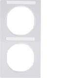 Frame 2gang vert., lab. field, R.3, p. white glossy