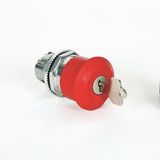 Allen-Bradley 800T-TFXLET6 800T Non-Illuminated Trigger Action Two Position Maintained, Twist Release, Red 63mm Metal Head, with E-STOP on cap, No Guards on Terminals, Traditional Contact Block Code: No Traditional Contact Blocks