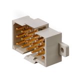 PCB plug-in connector, male header, Flange, THT solder connection, 5.00 mm, Number of poles: 4, 180°, Solder pin length (l): 3.2 mm, Gold-plated, Pebble grey, Box
