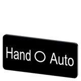 Labeling plate 12.5 x 27 mm, label black, labeling: Hand O Auto
