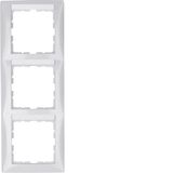 Frame 3gang vert., lab. field, S.1, p. white glossy