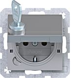 SCHUKO wall socket, single-wall + locking, plug-in type A.x/C.x titanium