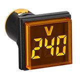 Voltmeter, 22.5 mm, 50-500 VAC, yellow, square