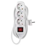 Extension Cord 5 m / 3 sockets / switch / white / PVC / 1.5 mm2