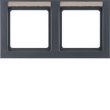 Frame 2gang hor., lab. field, Q.3, ant. velvety, lacq.