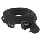 Extension Cord 10 m / 2 sockets / black / rubber / 230 V / 1.5 mm2