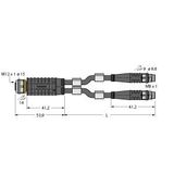 2-Way Splitter Y-Splitter with Cable, Female M12 × 1 - 2x Male M8 × 1   VBRK4.4-2PSG3M-1.5/1.5/TEL