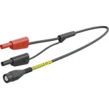 Measuring lead with (BNC plug, straight) to (4 mm lamella plug, straight), 1 m, black, PVC, CAT II, CAT III, 66.1030-100